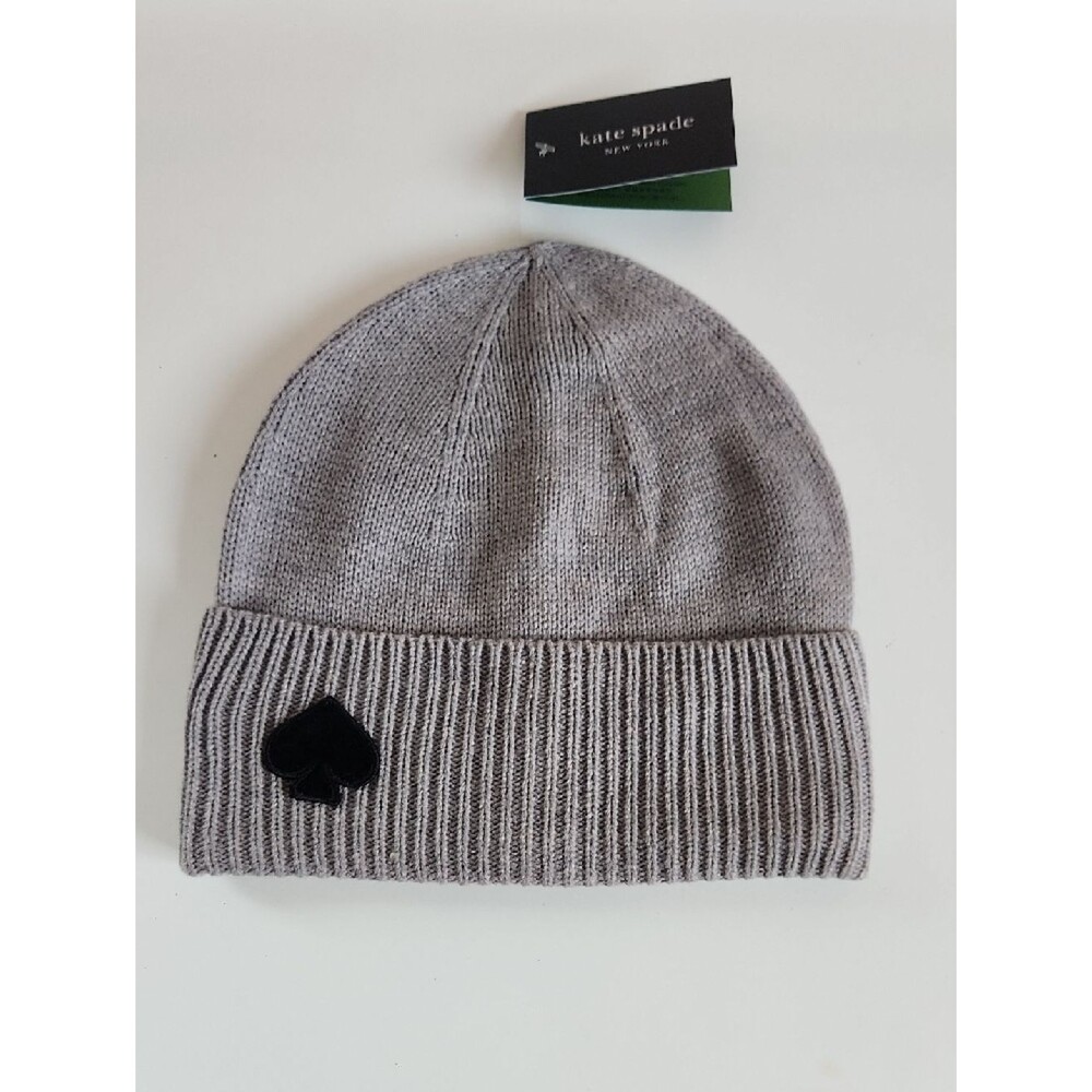 Kate Spade New York flocked spade beanie Gray & Black